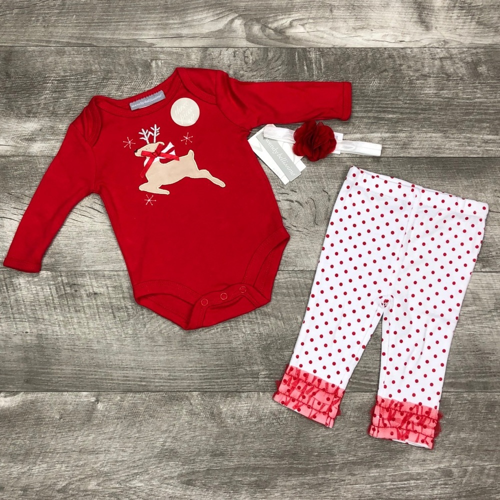 NWT  3 PIECE REINDEER ONSIE LEGGING HEADBAND SET